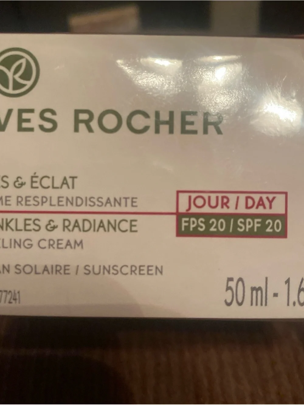 NEW Yves Rocher Rides & Eclat Wrinkles & Radiance Dazzling Day Cream SPF 20 50m